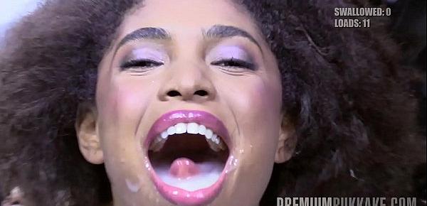  Premium Bukkake - Luna Corazon swallows 50 huge mouthful cum loads